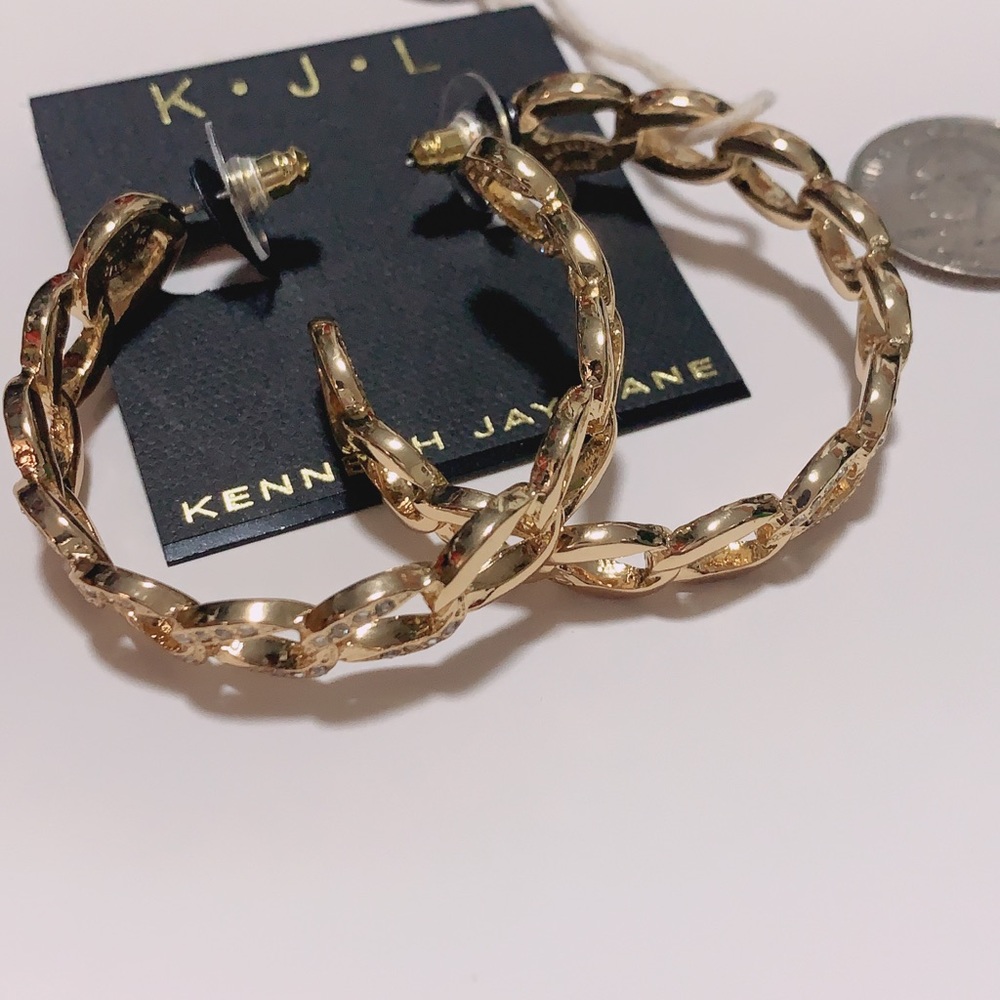 KENNETH JAY LANE CRISS CROSS HOOP EARINGS